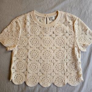 Abercrombie & Fitch sz S Ivory Crochet Scalloped Edge Crop Top